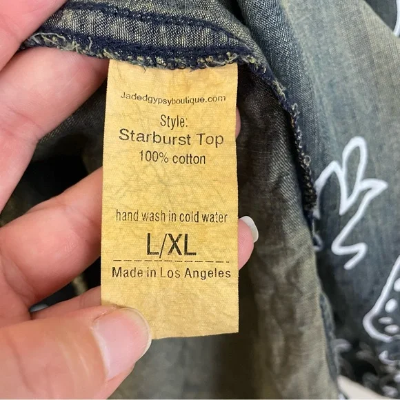 Jaded Gypsy Bandana Print Oversized Denim Starburst Top Size L/XL - Picture 8 of 8